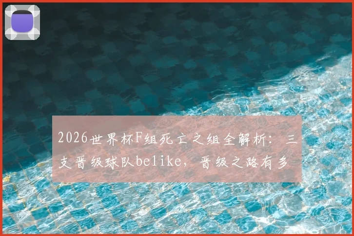 2026世界杯F组死亡之组全解析：三支晋级球队belike，晋级之路有多硬核？